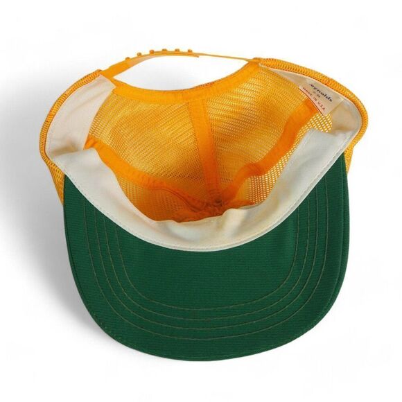 Reynolds Vintage Eagle Patch Trucker Snapback Hat Made in USA Green / Yellow - Picture 5 of 9